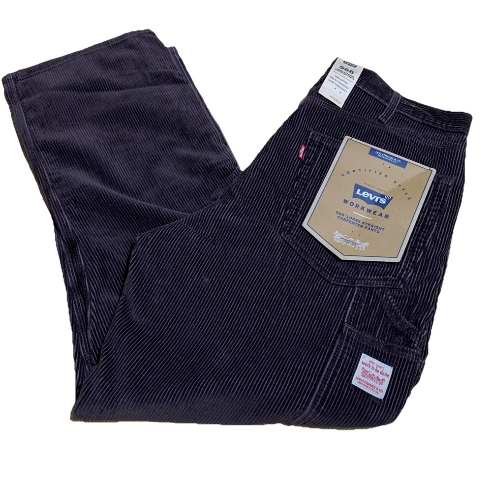 Levis 568 Pants Mens 36x32 Brown Corduroy Workwear Loose‎ Straight Carpenter